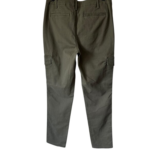 Land's End Sz 6 Carpenter Utility Cargo Tapered Jeans Chino Pants Pockets Green - Picture 2 of 15